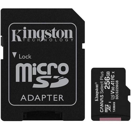 Kingston card de memorie microsd kingston canvas select plus, 256gb, 100/85mb/s, cu adaptor