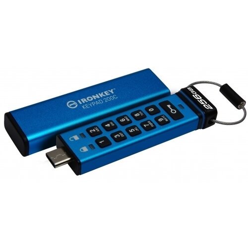 Kingston stick memorie kingston ironkey keypad 200c, 16gb, usb-c, blue