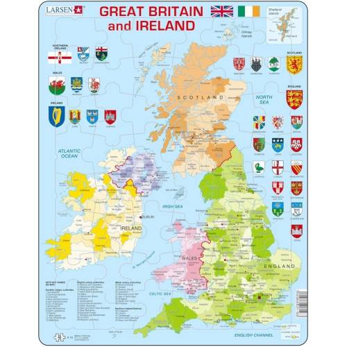 Larsen puzzle harta politica a marii britanii si a irlandei (en), 48 piese larsen lrk18