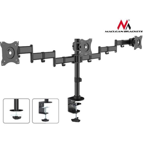 Maclean maclean mc-691 triple desk mount monitor arm 360 ° adjustable bracket 13-27 inch