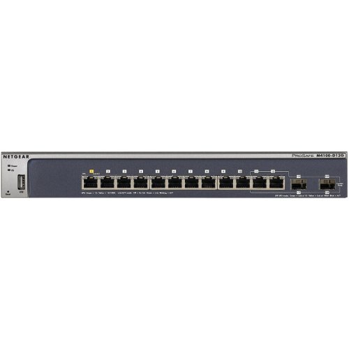 Netgear switch netgear 12x 10/100/1000 with 2 fiber sfp (ipv4/ipv6 l2+ with ipv4 l3 static routing, m4100-d12g) gsm5212-100nes