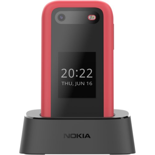 Nokia telefon mobil nokia 2660 flip + stand, dual sim, 4g, rosu