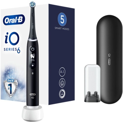 Oral-b periuta de dinti electrica oral-b io6, control magnetic io, senzor de presiune, display oled, negru