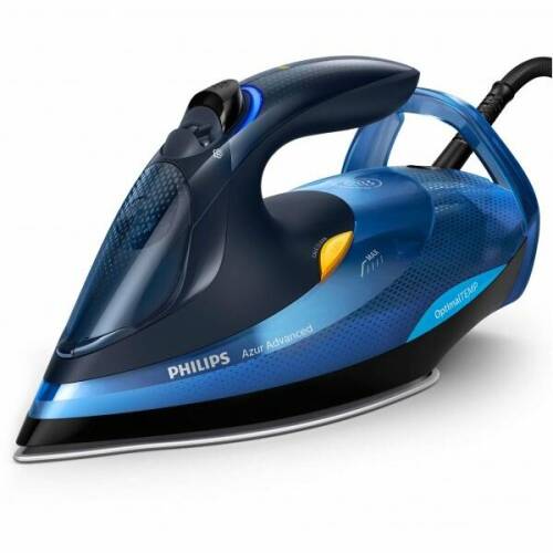 Philips fier de calcat philips azur advanced gc4932/20, 2600 w, talpa steamglide plus, tehnologie optimaltemp, curatare automata, negru/albastru