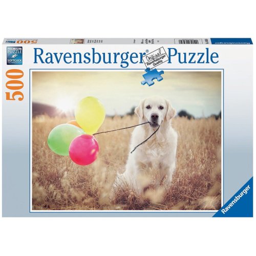 Ravensburger puzzle ravensburger - catel cu baloane, 500 piese
