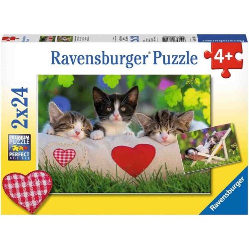 Ravensburger puzzle ravensburger - pisicute somnoroase, 2x24 piese