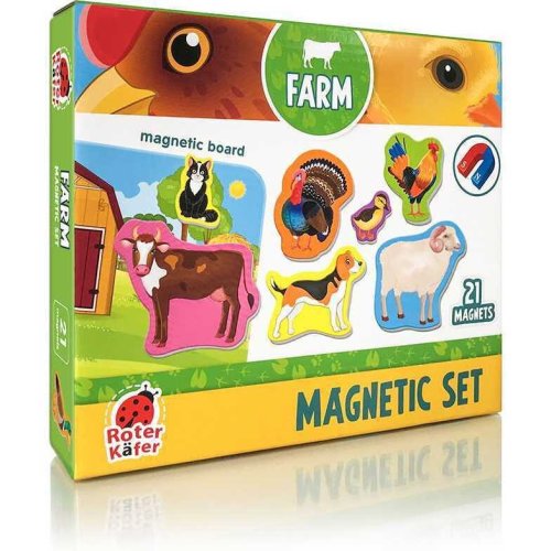 Roter kafer set magnetic animale de la ferma cu plansa magnetica inclusa, 21 piese roter kafer rk2090-01