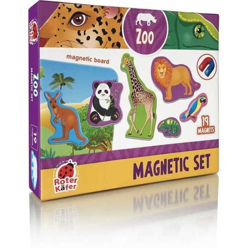 Roter kafer set magnetic animale de la zoo cu plansa magnetica inclusa, 19 piese roter kafer rk2090-02