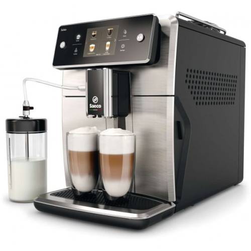 Saeco espressor automat saeco xelsis sm7683/00, ecran tactil cu coffee equalizer, sistem latteduo, 15 selectii , 6 profiluri, rasnita ceramica cu 12 trepte, aquaclean, negru/inox