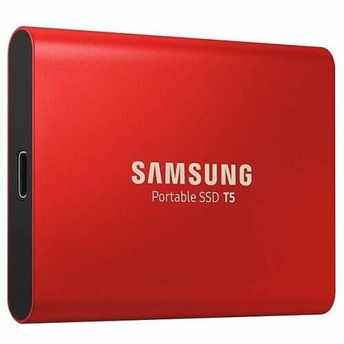 Samsung samsung external ssd t5 portable, 500 gb, 540/540mb/s, usb 3.1 gen.2, red