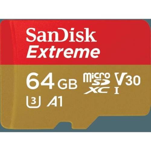 Sandisk card de memorie sandisk extreme 64 gb sdxc+ adaptor class 10, uhs-i, u3, v30, a2 (183505)
