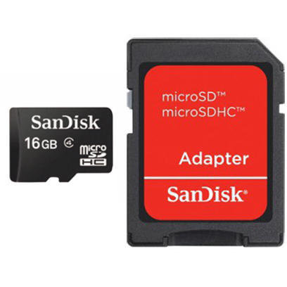 Sandisk sandisk microsdhc 16gb + card adaptor sd