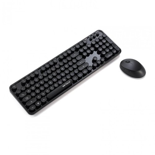 Serioux kit tastatura + mouse serioux retro dark 9900bk, wireless 2.4ghz, us layout, multimedia, mouse optic 800-1600dpi, usb, nano receiver, negru