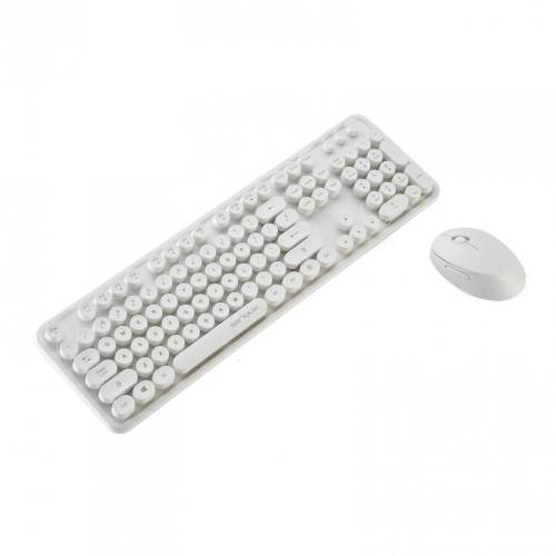 Serioux kit tastatura + mouse serioux retro light 9910wh, wireless 2.4ghz, us layout, multimedia, mouse optic 800-1600dpi, usb, nano receiver, alb