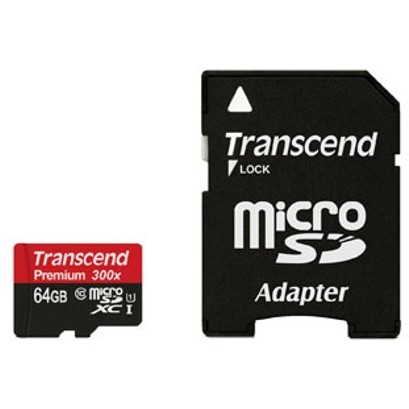 Transcend card memorie transcend micro sdxc 64gb class 10 + adaptor sd