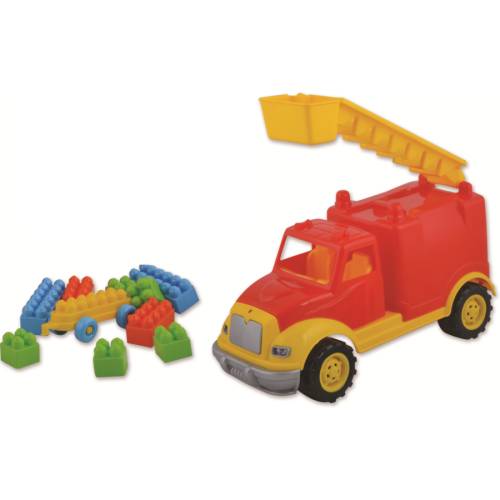Ucar toys masina pompieri 30 cm cu 36 piese constructie, in cutie ucar toys uc102