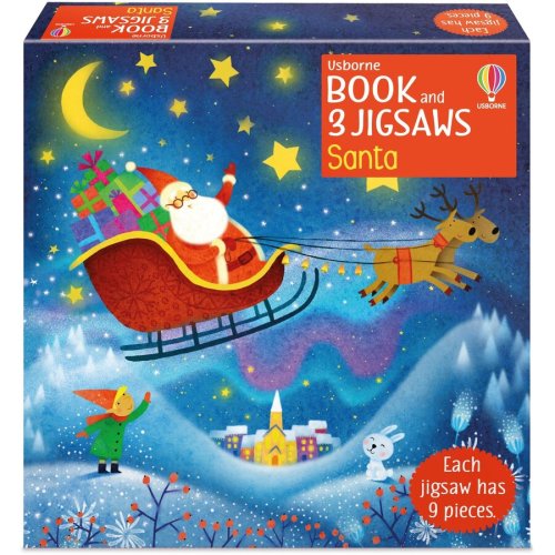 Usborne carte usborne - santa book and 3 jigsaws, autor kate nolan, 3 ani +