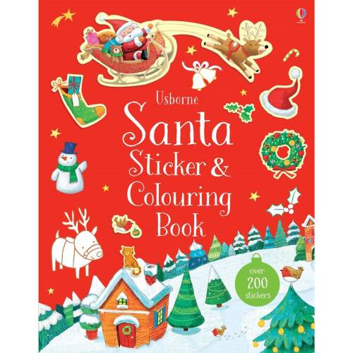 Usborne santa sticker & colouring book - carte usborne (3+)