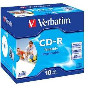 Verbatim blank cd-r verbatim datalife plus 52x 700mb 10pk sc vinyl 43426