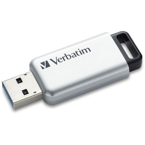 Verbatim stick usb verbatim store 'n' go secure pro, 64gb, usb 3.0 (argintiu)