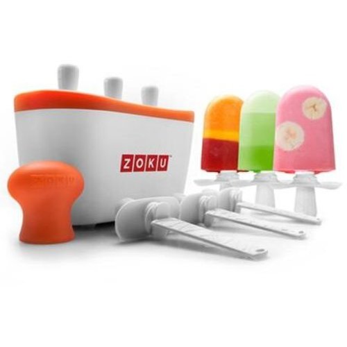 Zoku aparat de inghetata zoku quick pop maker zk101, 3 incinte, 7 minute, nu contine bpa, alb/portocaliu