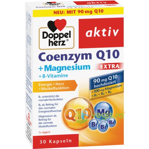 Coenzima q10 extra 90mg + magneziu aktiv 30cps