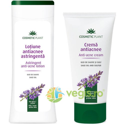 Cosmetic plant Crema antiacnee cu salvie si sulf 100g + lotiune antiacneica cu salvie 200ml