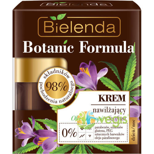 Bielenda Crema hidratanta cu ulei de canepa si sofran de zi/noapte botanic formula 50ml