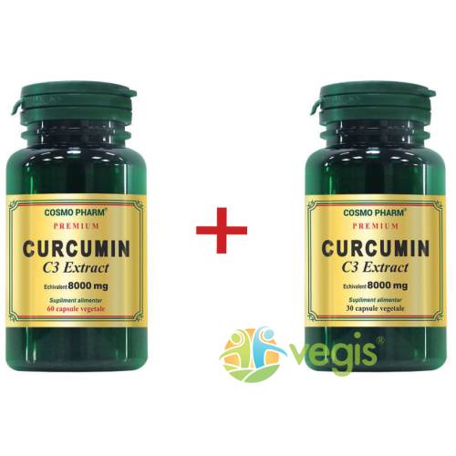 Curcumin c3 extract premium 60cps+30cps pachet 1+1
