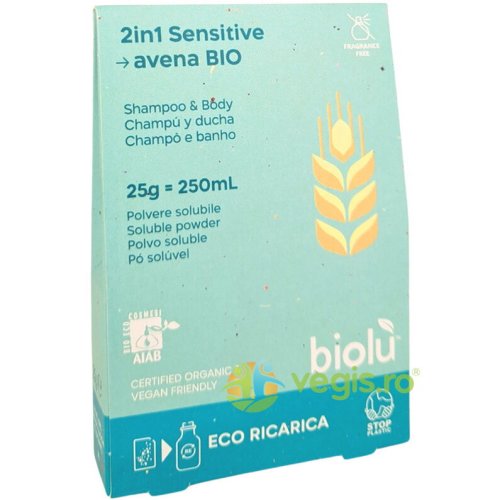 Gel de dus si sampon sensitive eco-refill ecologic/bio 25g
