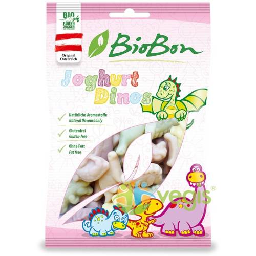 Biobon Jeleuri dino cu iaurt fara gluten ecologice/bio 80g