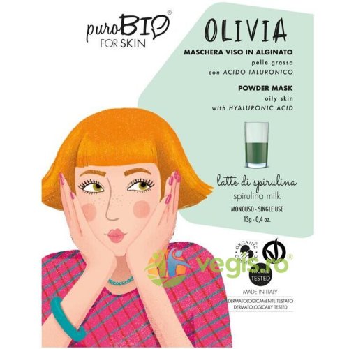 Purobio cosmetics Masca peel off pentru ten gras cu spirulina olivia 13g