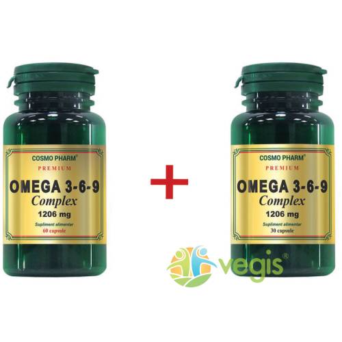 Omega 3-6-9 complex 1206mg premium 60cps+30cps pachet 1+1