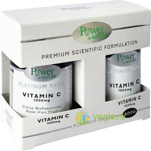 Pachet vitamina c 1000mg cu bioflavonoide din citrice si fructe de maces platinum 30tb + vitamina c 1000mg platinum 20tb