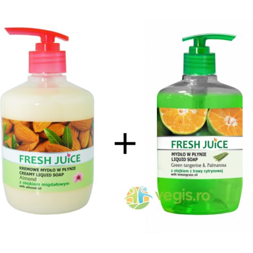 Fresh juice Sapun lichid cremos cu migdale 460ml + sapun lichid cremos cu tangerine si palmarosa 460ml
