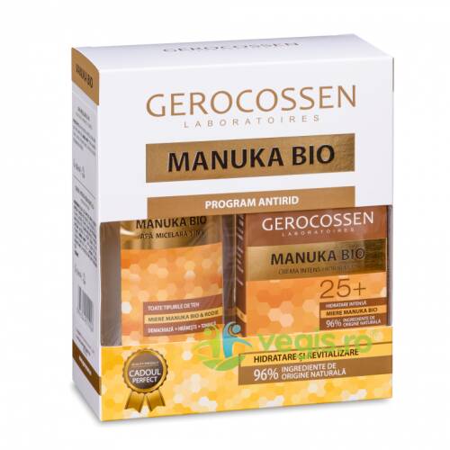 Gerocossen Set cadou manuka bio (apa micelara 300ml + crema intens hidratanta 25+ 50ml)