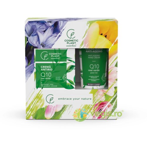 Cosmetic plant Set essential cu extract de ceai verde (crema antirid de zi q10 50ml + crema de maini q10 100ml)