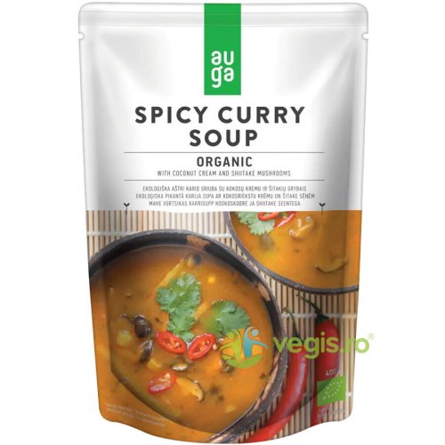 Auga Supa cu curry, crema de cocos si ciuperci ecologica/bio 400g