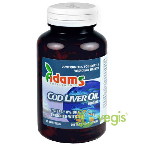 Adams vision Ulei din ficat de cod (cod liver oil) 1000mg 90cps
