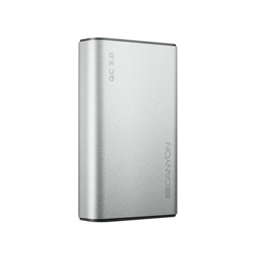 Baterie externa canyon cnd-tpbqc10s quick charge 3.0 10000mah silver