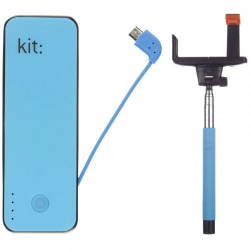 Baterie portabila kit pwr4btssblbun 4500 mah blue + selfie stick bluetooth