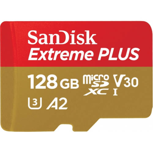 Card de memorie sandisk extreme plus gn6ma micro sdxc 128gb clasa 10 v30 uhs-i u3 + adaptor