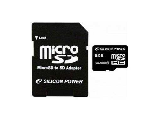 Card de memorie silicon power sdhc 8gb clasa 10 + adaptor
