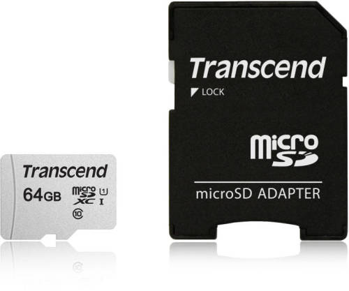 Card de memorie transcend ts64gusd300s-a microsdxc 64gb i c10 u1 a1 + adaptor