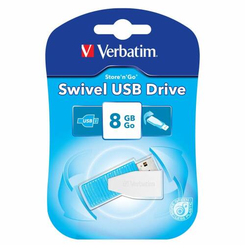 Flash drive verbatim store & go swivel 8gb caribbean blue