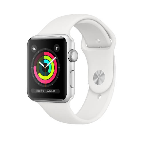 Smartwatch apple watch series 3 gps 38mm carcasa din aluminiu argintie si bratara sport alba