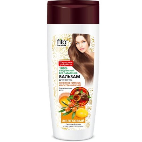 Balsam nutritie si recuperare profunda pe baza de nuci de sapun extract de ou si ulei de catina fitocosmetic, 270 ml