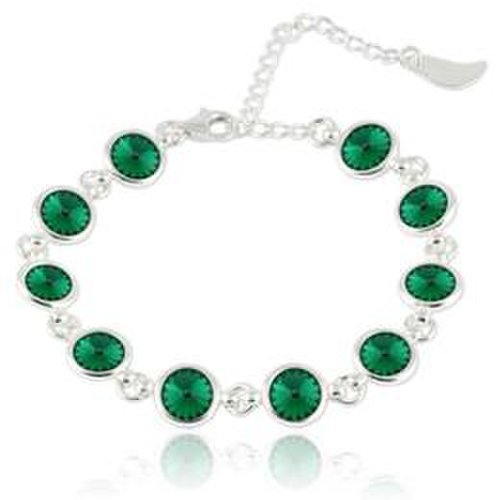 Bratara argint, bratara swarovski shine emerald (bratara Criando Bijoux) + cadou laveta curatat bijuteriile din argint