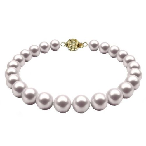 Kaskadda Bratara perle naturale albe de 7-8 mm cu inchizatoare sferica din aur galben de 14 karate