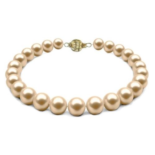 Bratara perle naturale crem de 6-7 mm cu inchizatoare sferica din aur galben de 14 karate